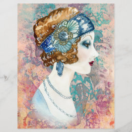 Vintagens kvinna 1920 över gammal Papper