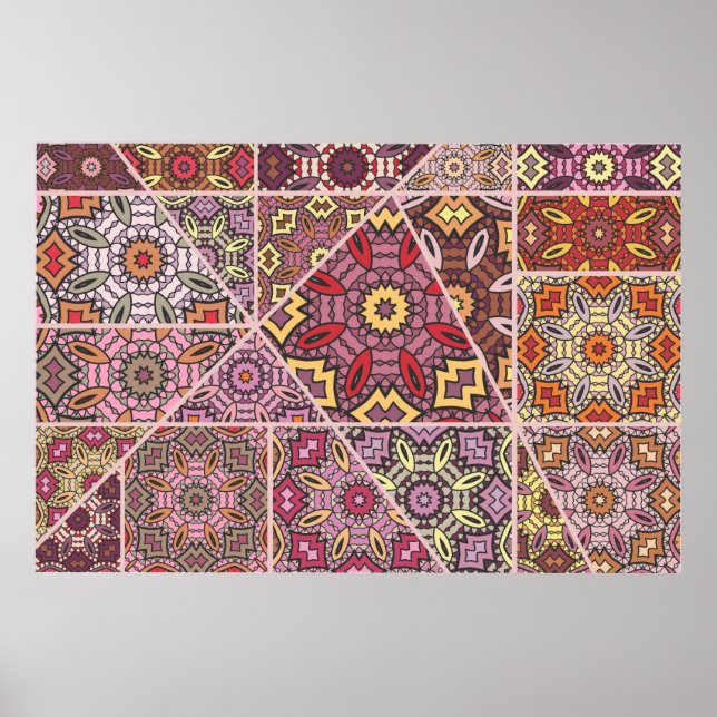 Vintagens lapptäcke mönster. Vintage dekorativ Poster (Framsidan)