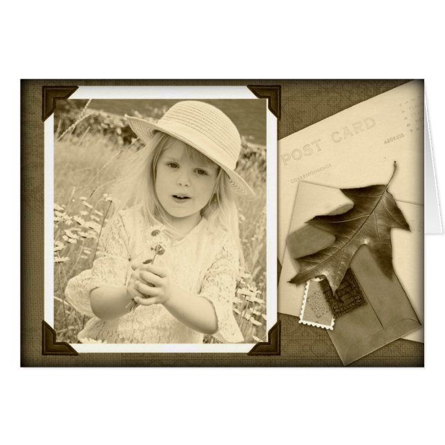 Vintagens lycka hälsningskort (Framsidan Horizontal)