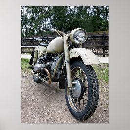 Vintagens militära motorcykel Poster
