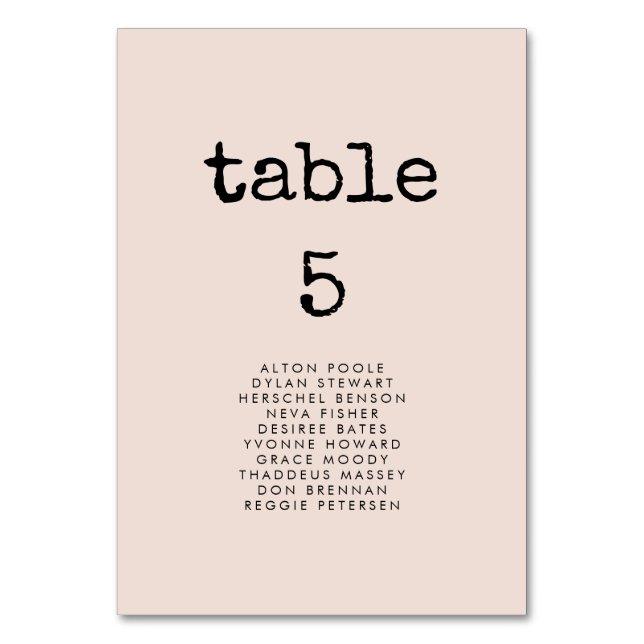 Vintagens minsta sittande skrivmaskin-kort bordsnummer (Framsidan)