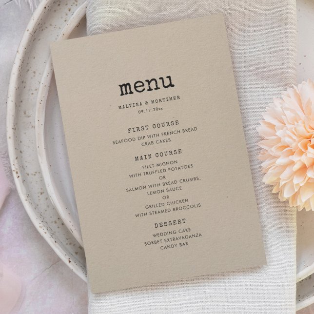 Vintagens minsta skrivmaskin bröllop meny (Skapare uppladdad)