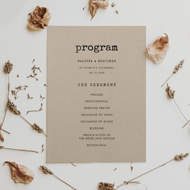 Vintagens minsta skrivmaskin bröllop program (Skapare uppladdad)