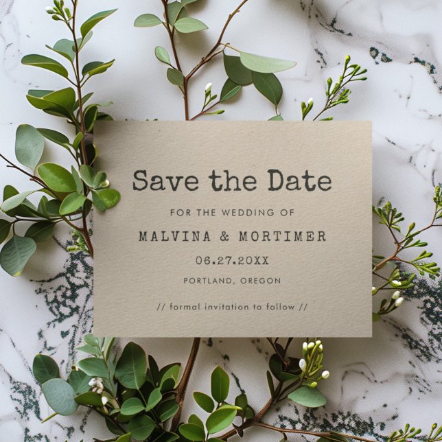 Vintagens minsta skrivmaskin bröllop spara datumet (Skapare uppladdad)