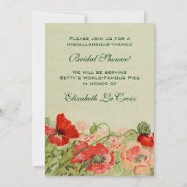 Vintagens Möhippa, Röd vallmoblomma Blommigt Inbjudningar