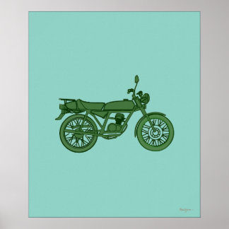 Vintagens motorcykel Poster - Hand Sketched
