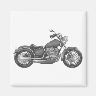 Vintagens motorcykel svartvit illustration magnet