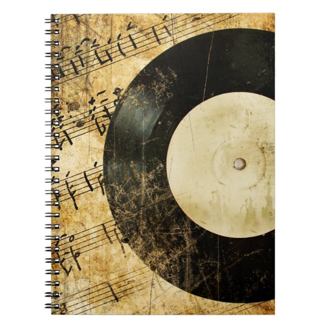 vintagens musikaliska bakgrund anteckningsbok (Framsidan)