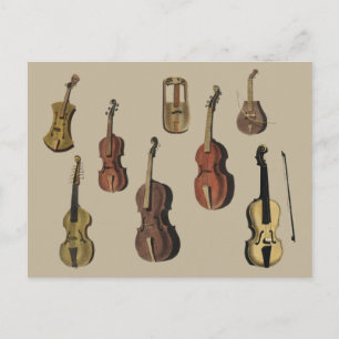 Vintagens musikinstrument kränker vykort