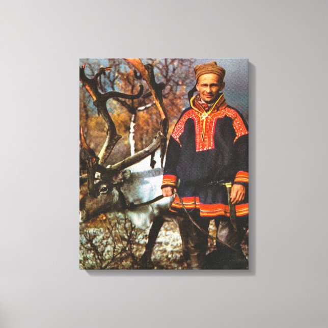 Vintagens Norge, Lappland, Sami och renar Canvastryck (Framsida)