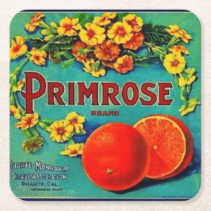 Vintagens orangar frukt annons-etikett underlägg papper kvadrat