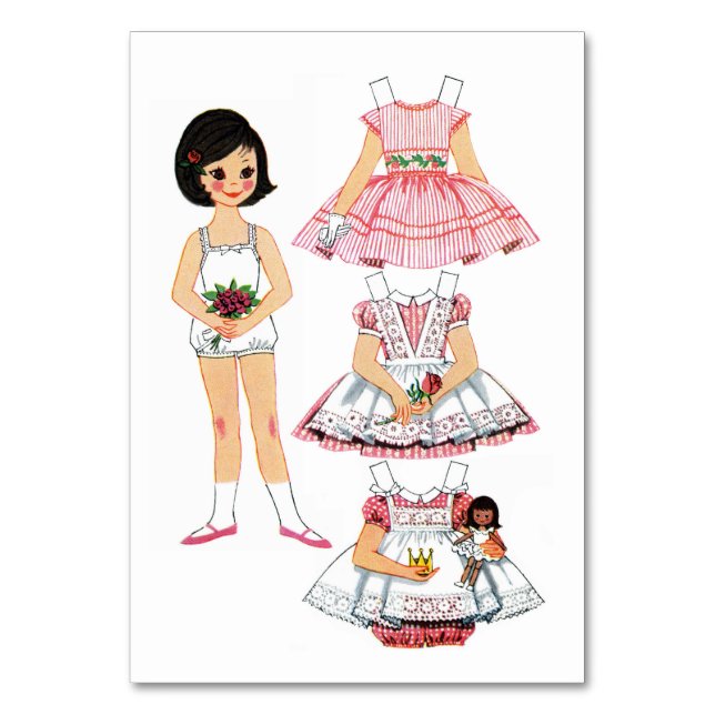 Vintagens Pappra docka Bordsnummer (Framsidan)