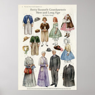 Vintagens Pappra docka Poster
