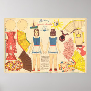 Vintagens Pappra docka Poster
