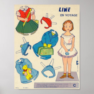 Vintagens Pappra docka Poster