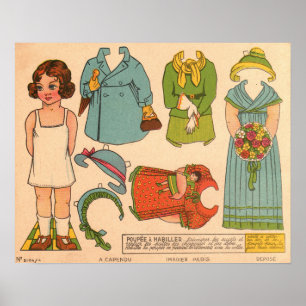 Vintagens Pappra docka Poster