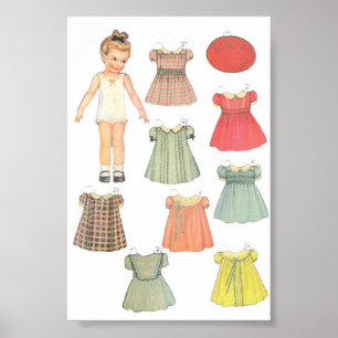 Vintagens Pappra docka Poster