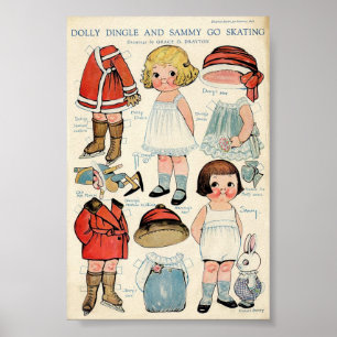 Vintagens Pappra docka Poster