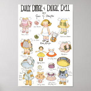 Vintagens Pappra docka Poster
