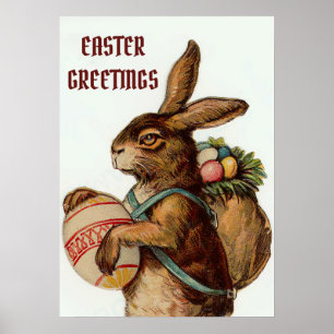 Vintagens Påskhare med ägg Poster