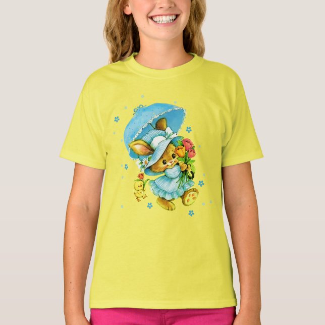 Vintagens Påskhare och Chick. Gift Kids' T-Shirt (Framsida)