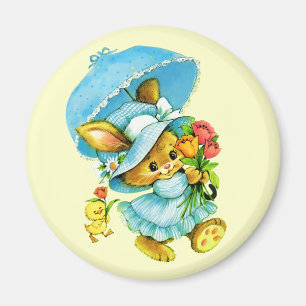 Vintagens Påskhare och Chick. Gift Magnets Magnet