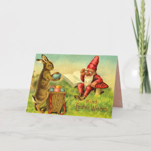 Vintagens Påskhare och Gnome Helgkort