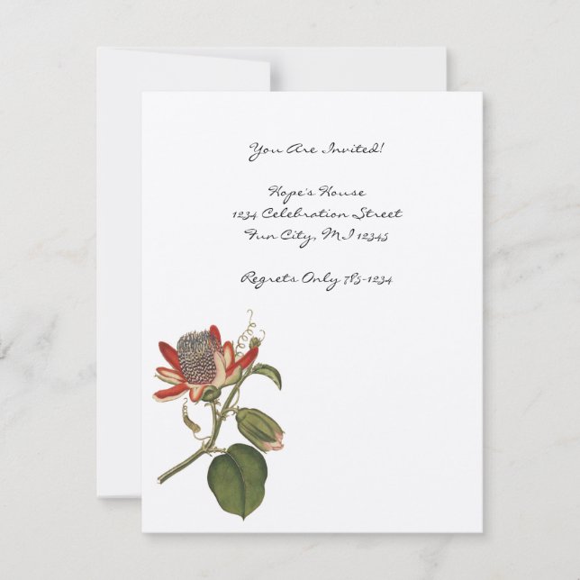 Vintagens passionsblomma inbjudningar (Framsida)