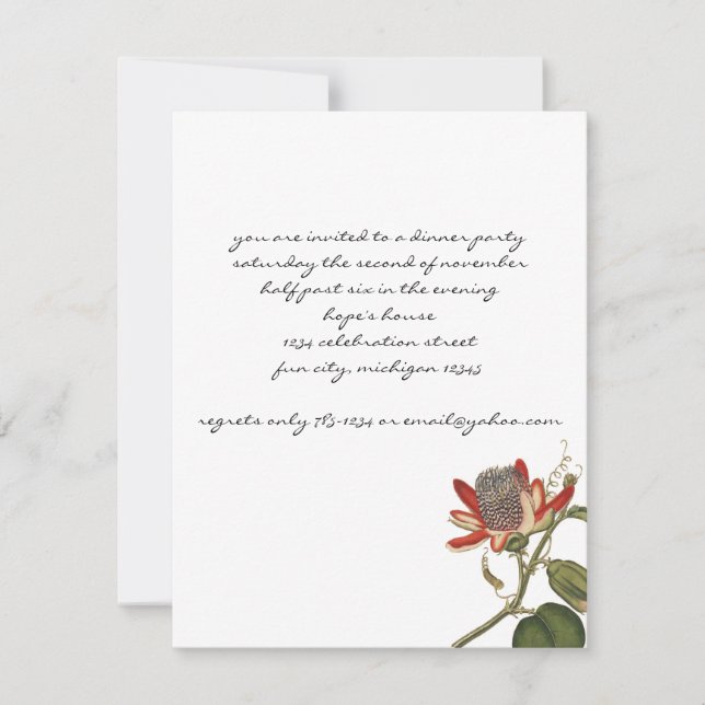 Vintagens passionsblomma inbjudningar (Framsida)