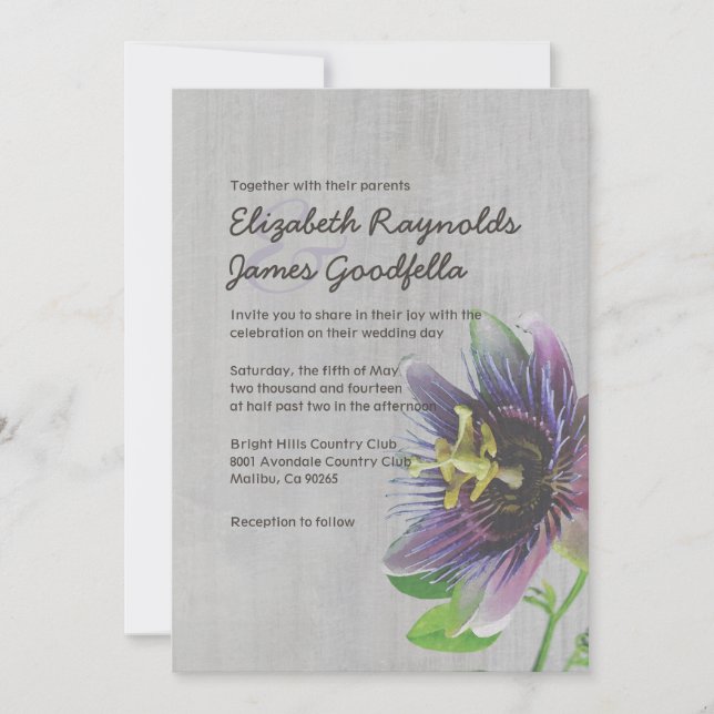 Vintagens passionsblommor - bröllopsinbjudningar inbjudningar (Framsida)