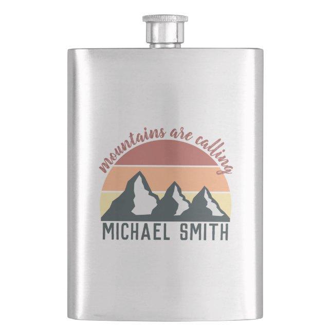 Vintagens pastellberg kallar monogram grått fickplunta (Framsidan)