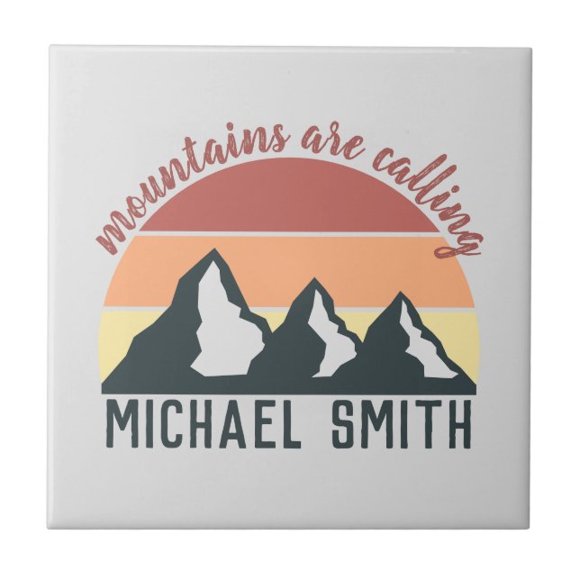 Vintagens pastellberg kallar monogram grått kakelplatta (Framsidan)