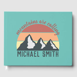 Vintagens pastellberg kallar monogram himlar gästböcker