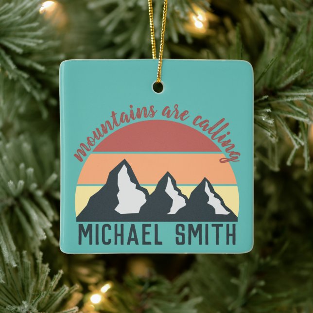 Vintagens pastellberg kallar monogram himlar julgransprydnad keramik (Träd)