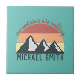 Vintagens pastellberg kallar monogram himlar kakelplatta