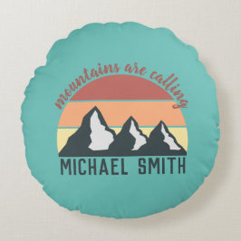 Vintagens pastellberg kallar monogram himlar rund kudde