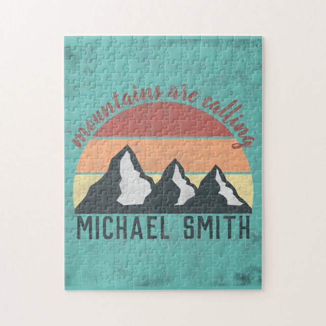 Vintagens pastellberg kallar monogram pussel (Vertikal)