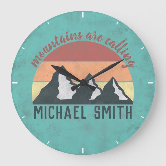 Vintagens pastellberg kallar monogram stor klocka (Framsida)