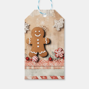 Vintagens primitiva Pepparkaksgubbe Presentetikett