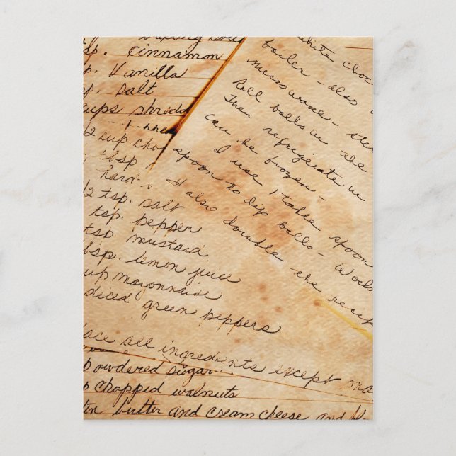 vintagens recept vykort (Framsida)