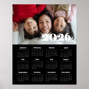 Vintagens reflektionsskript 2025, svart fotokalend poster