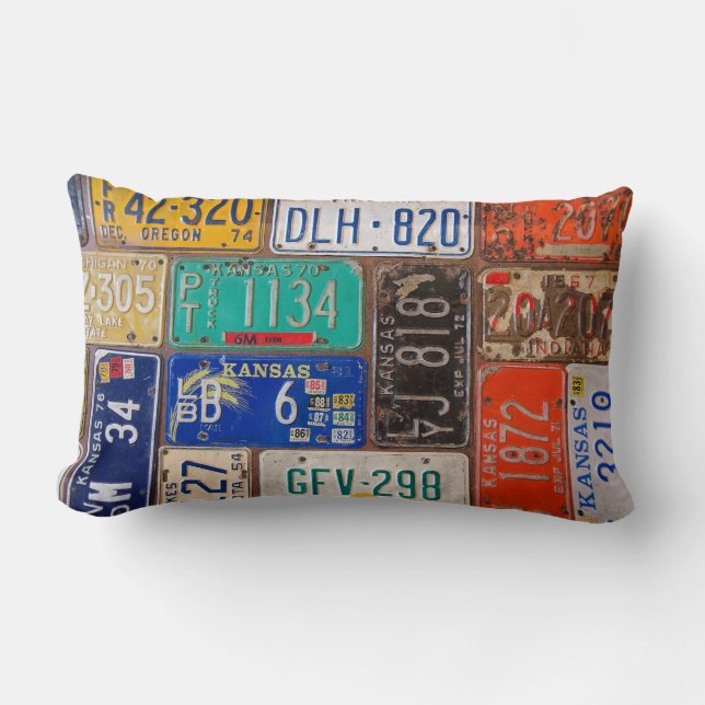 vintagens registreringsskyltsamling lumbarkudde (Framsida)