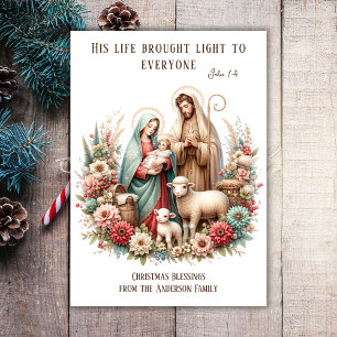 Vintagens Religiösa - Blommigt för jultomhet Julkort