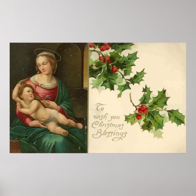 Vintagens Religiösa -  julvälsignelse Poster (Framsidan)