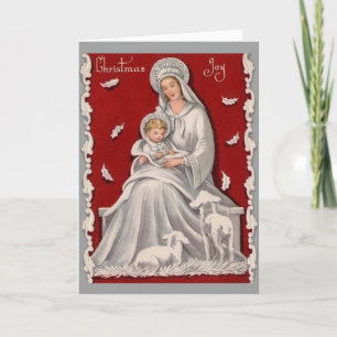 Vintagens Religiösa Madonna och barnjulkort Helgkort