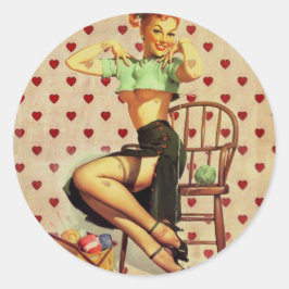 Vintagens retro Kitting Pin Up Girl Runt Klistermärke