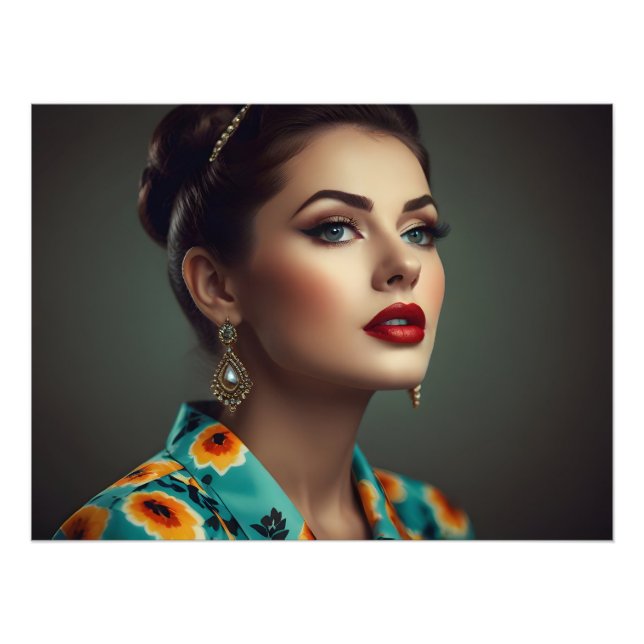 Vintagens retrokvinna fototryck (Framsidan)