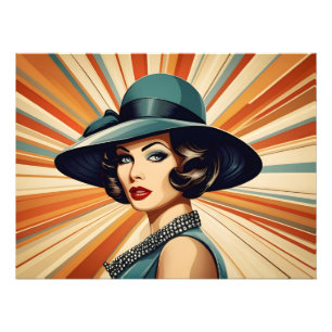 Vintagens retrokvinna fototryck