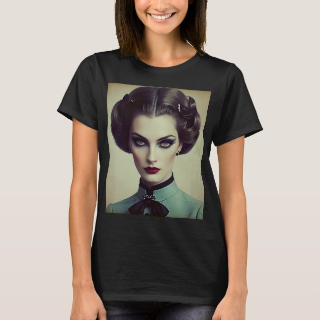 Vintagens retrokvinna t shirt (Framsida)