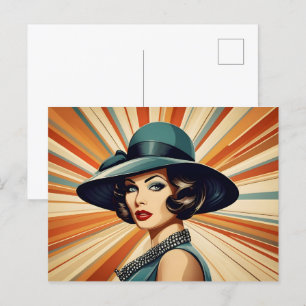 Vintagens retrokvinna vykort